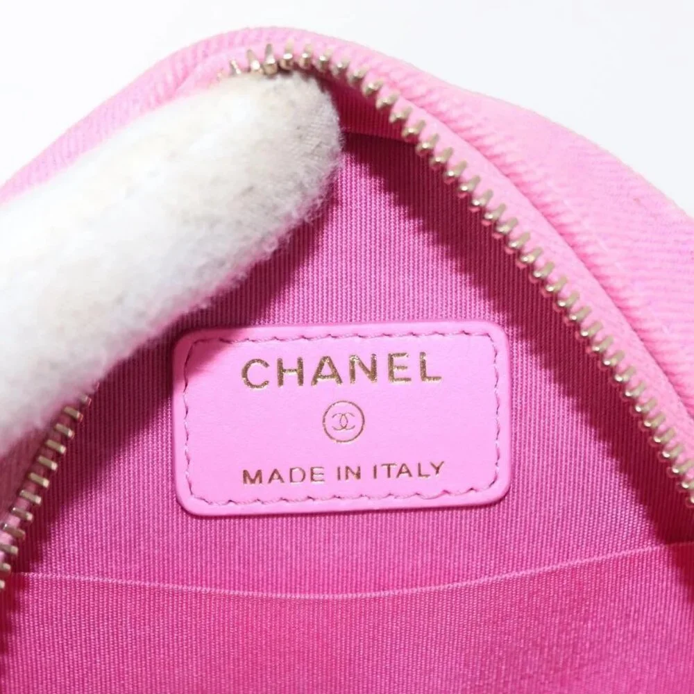 CHANEL Matelasse Chain Shoulder Bag Canvas Pink Gold CC Auth bs32090 - Picture 10 of 16